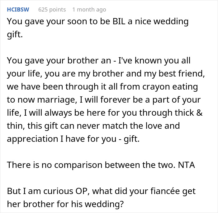 Discussion on wedding gifts and entitled behavior in a relationship. Discussion on wedding gifts and entitled behavior in a relationship.