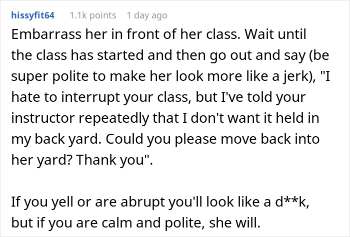 "She Just Laughed": Lady Refuses To Stop Using Person's Back Yard For Her Yoga Sessions "She Just Laughed": Lady Refuses To Stop Using Person's Back Yard For Her Yoga Sessions