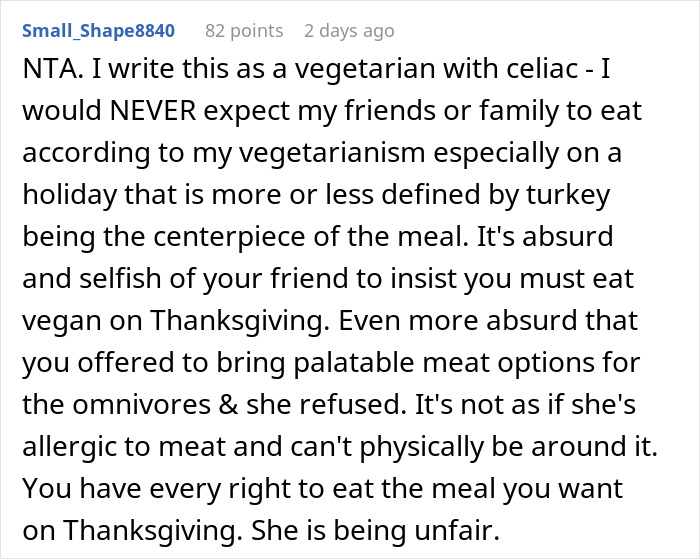 Vegan Host Pushes Her Thanksgiving Menu, Friends Serve Her An RSVP Nightmare In Return