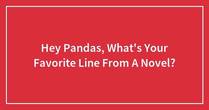 Hey Pandas, What’s Your Favorite Line From A Novel? (Closed)
