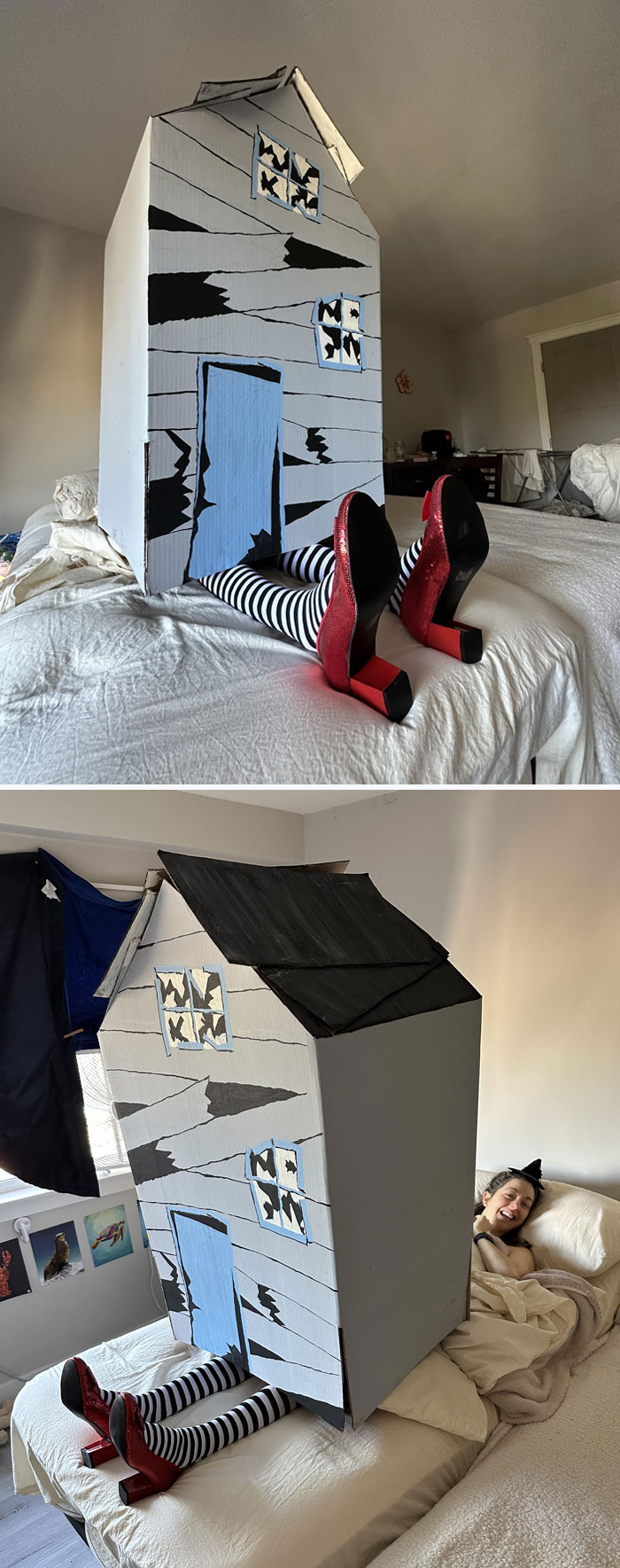 Mi mujer está postrada en cama, así que le hice este disfraz de Halloween