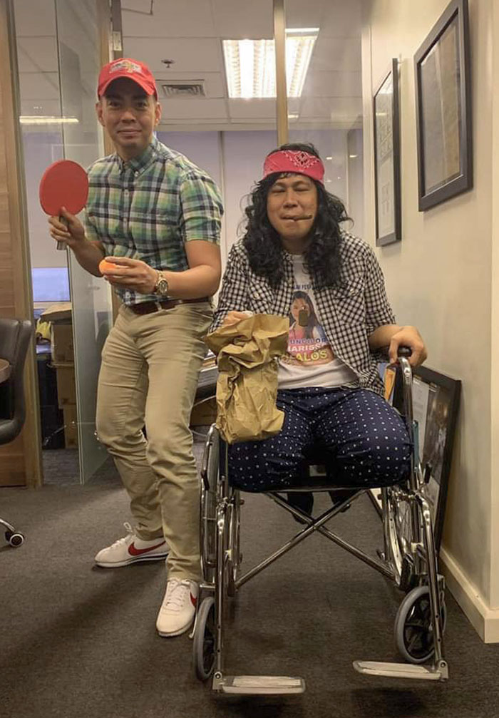 My Professor And His Friend As Forest Gump And Lt. Dan For Halloween