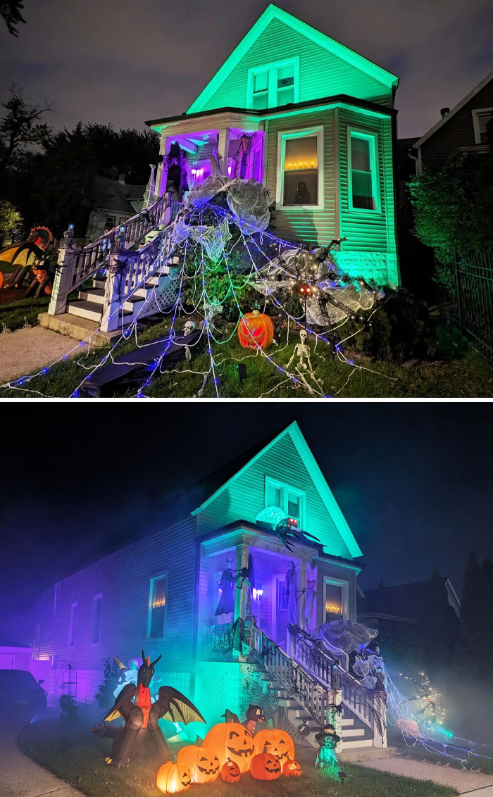 Halloween Labor Of Love. 1902 Workers Cottage All Gussied Up For Halloween. Very Excited About How The Display Turned Out This Year