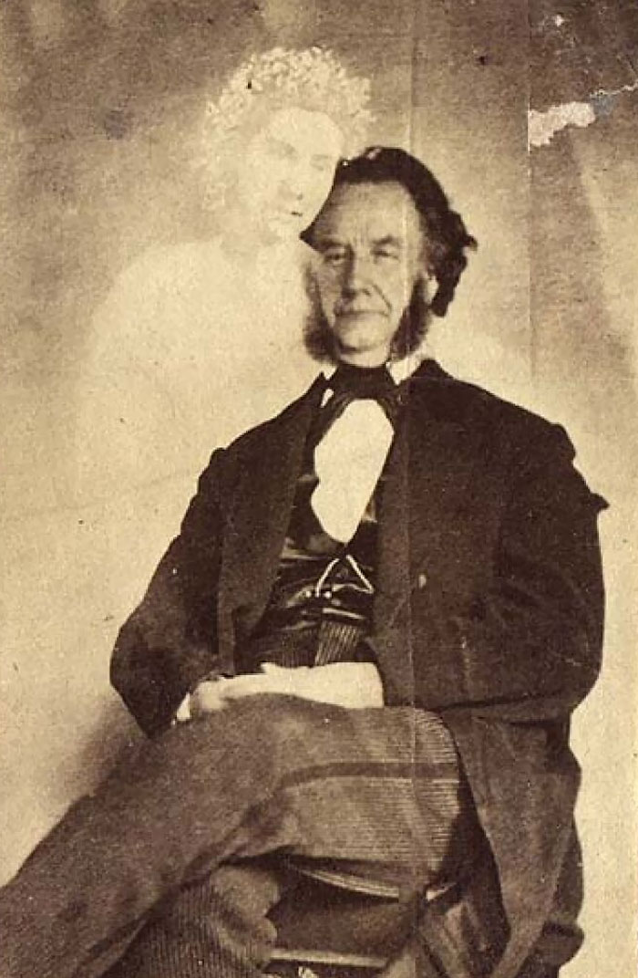 An Image Of Moses A. Dow, Editor Of Waverley Magazine, With The Spirit Of Mabel Warren