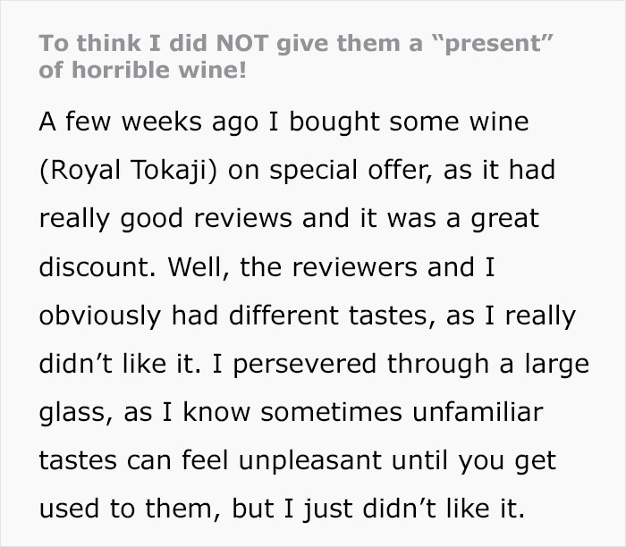 Dad Keeps Joking Daughter Give Him Horrible Wine As A &ldquo;Gift&rdquo;, She Finally Snaps, Causing Drama