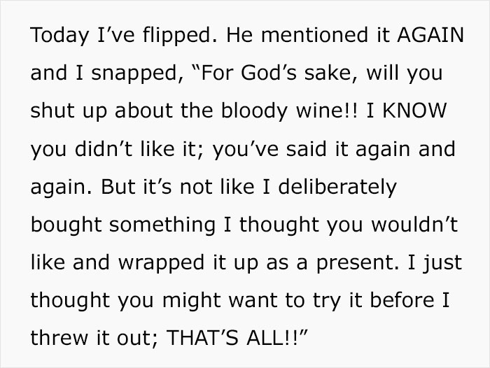 Dad Keeps Joking Daughter Give Him Horrible Wine As A &ldquo;Gift&rdquo;, She Finally Snaps, Causing Drama