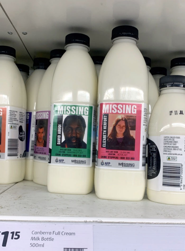 Australia Is Now Doing Missing Persons On Milk Bottles