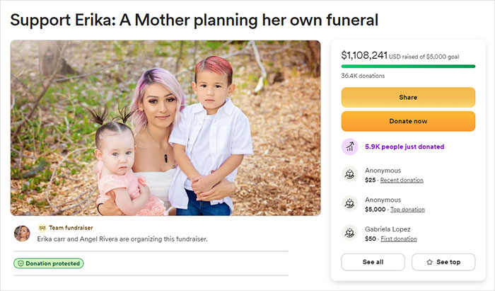 Single mom raising over $1M for her funeral after terminal diagnosis, with her two children in a heartfelt family portrait. Single mom raising over $1M for her funeral after terminal diagnosis, with her two children in a heartfelt family portrait.
