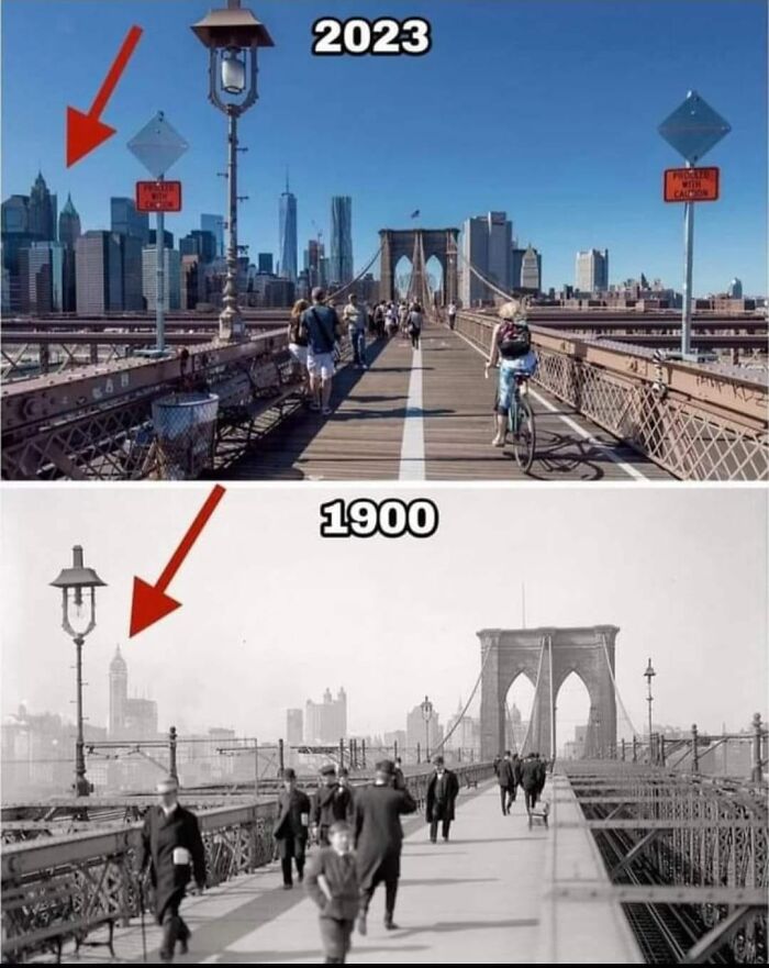 Brooklyn Bridge, New York. Then vs. Now