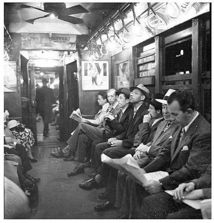 Subway Car In Manhattan In The 1950s