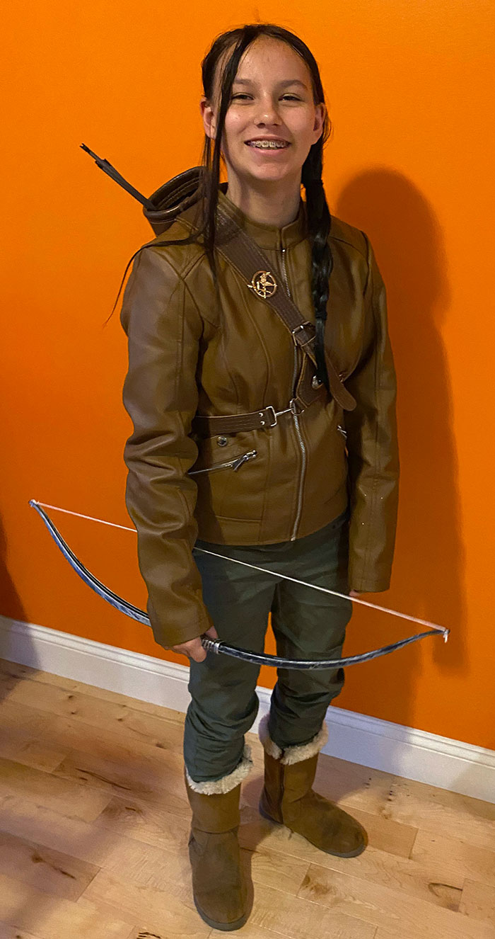 My Kid Was Very Proud Of Their Homemade Katniss Everdeen (Book, Not Movie) Costume
