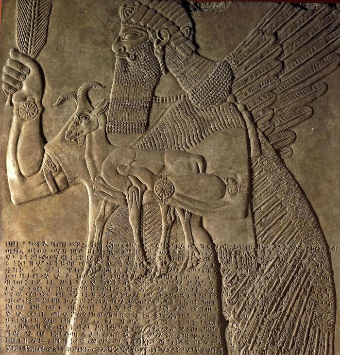 The Apkallu Wall Relief, Dating To The Reign Of Ashurnasirpal II (883–859 Bc), Was Located At The Entrance To The King's Private Quarters In The Ancient City Of Nimrud