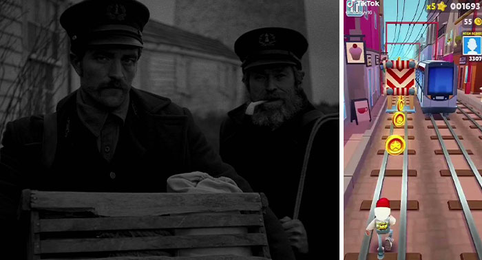 The Unique Aspect Ratio Of The Lighthouse (2019) Was Deliberately Chosen So A Subway Surfers Video Could Be Viewed Beside It And Fill The Full 16:9 Frame