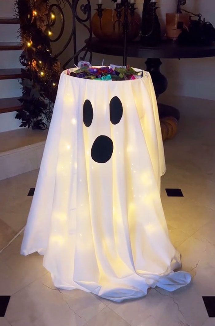 Lit Ghost Candy Bowl