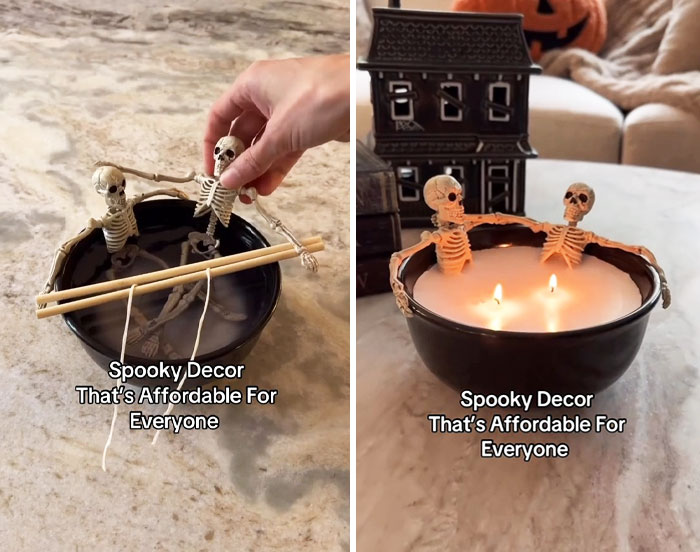 Skeleton Candle DIY. I Couldn't Believe How Easy This Was To Make, And Most Of The Supplies I Found At Dollar Tree