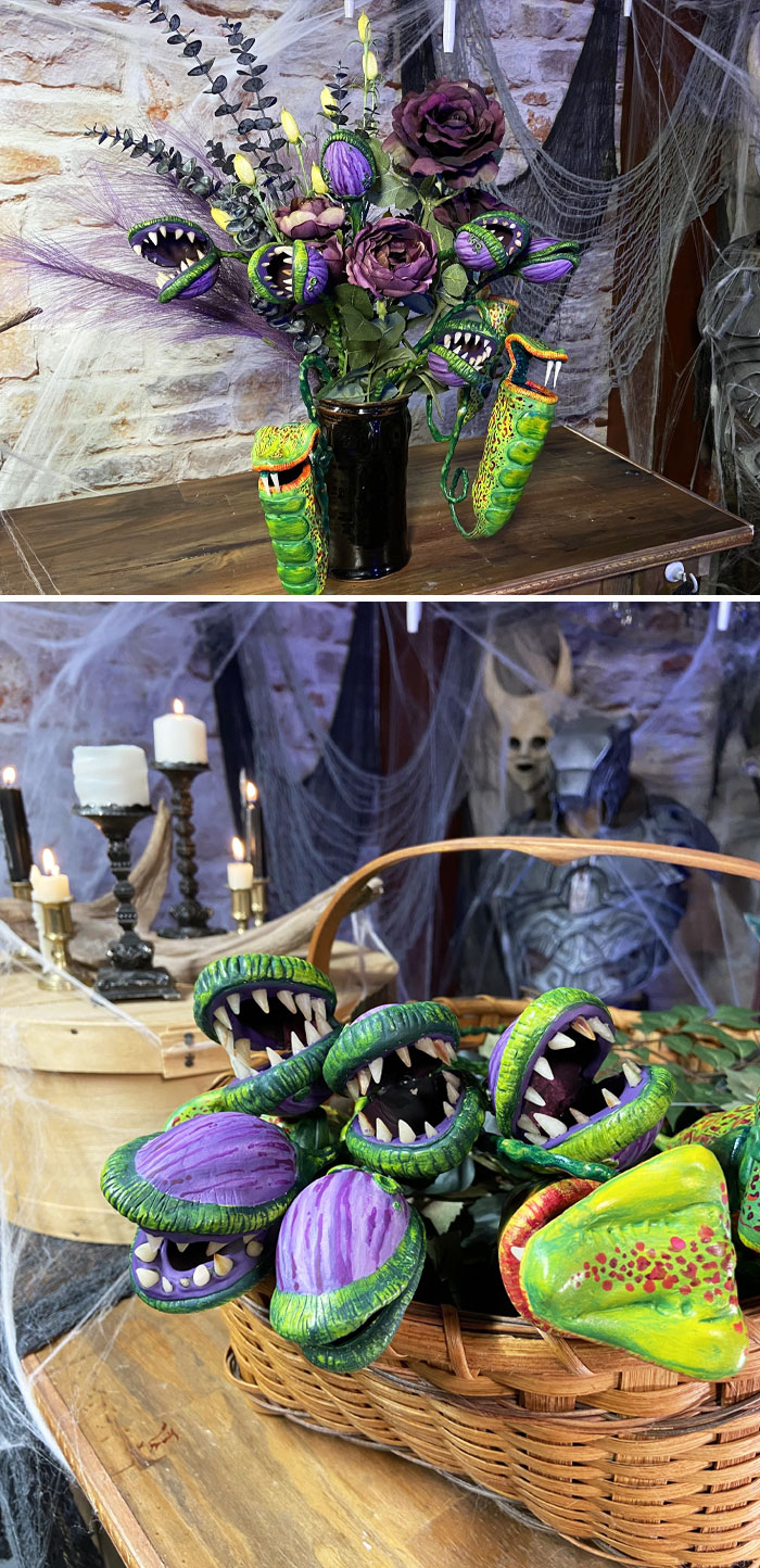 Man-Eating Flower Bouquet. This Has Been On My List For A While, And I Finally Got To Craft A Spooky Little Bouquet With A Thirsty Twist