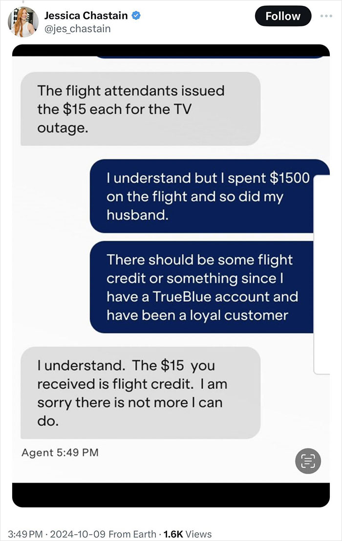 Controversial Argument Between Jessica Chastain And JetBlue Goes Viral: &ldquo;Girl, Read The Room&rdquo;