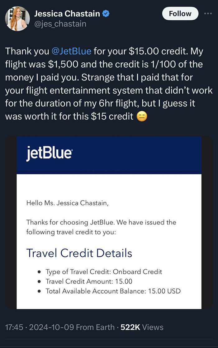 Controversial Argument Between Jessica Chastain And JetBlue Goes Viral: &ldquo;Girl, Read The Room&rdquo;