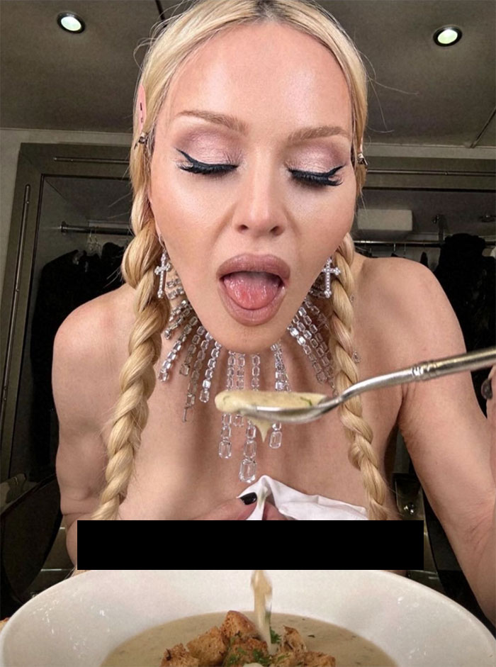 “Act Your Age”: Madonna Slammed For Sharing Photos Of Herself Eating Soup Topless “Act Your Age”: Madonna Slammed For Sharing Photos Of Herself Eating Soup Topless