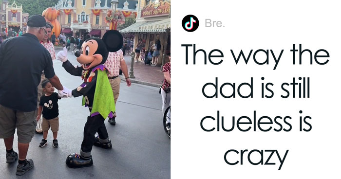 Dad’s Being Neglectful Towards Own Kid At Disneyland, Gets Unexpectedly Called Out By Mickey Mouse