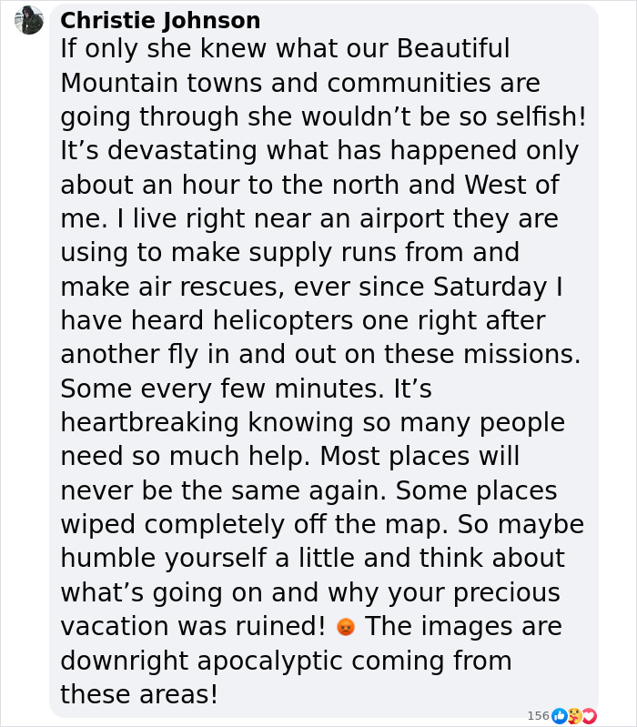 Woman Gets Reality Check After Complaining About Vacation Following Hurricane Helene Woman Gets Reality Check After Complaining About Vacation Following Hurricane Helene