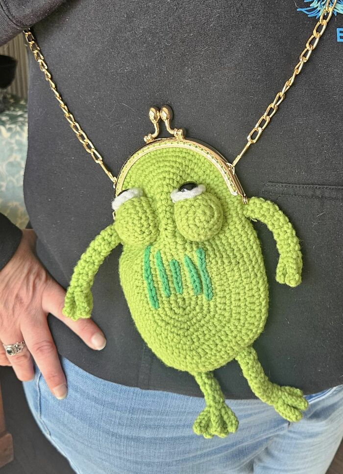 Whoever Crocheted And Then Donated This Frog Purse To Goodwill Is My New Hero