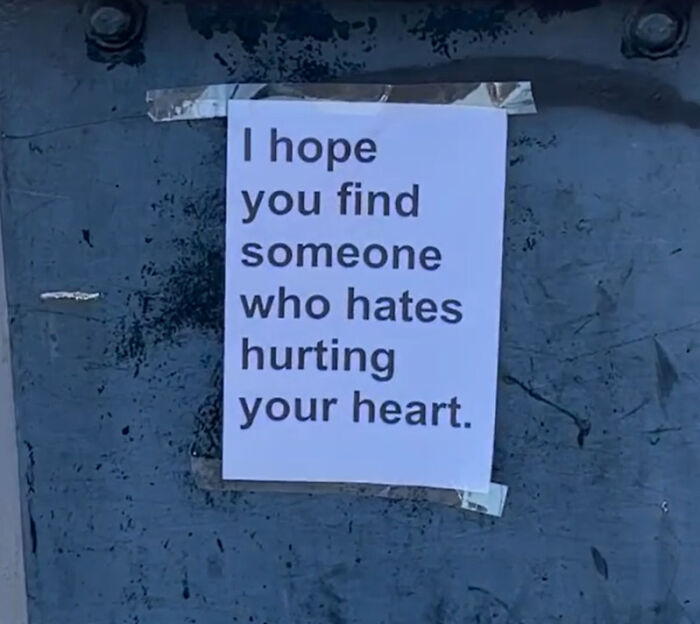 Wholesome message taped on a wall in London expressing hope for someone who protects and cares for your heart.