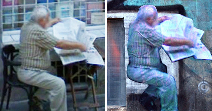 20 Images Of People Captured On Google Street View Got Placed At Original Locations By This Artist