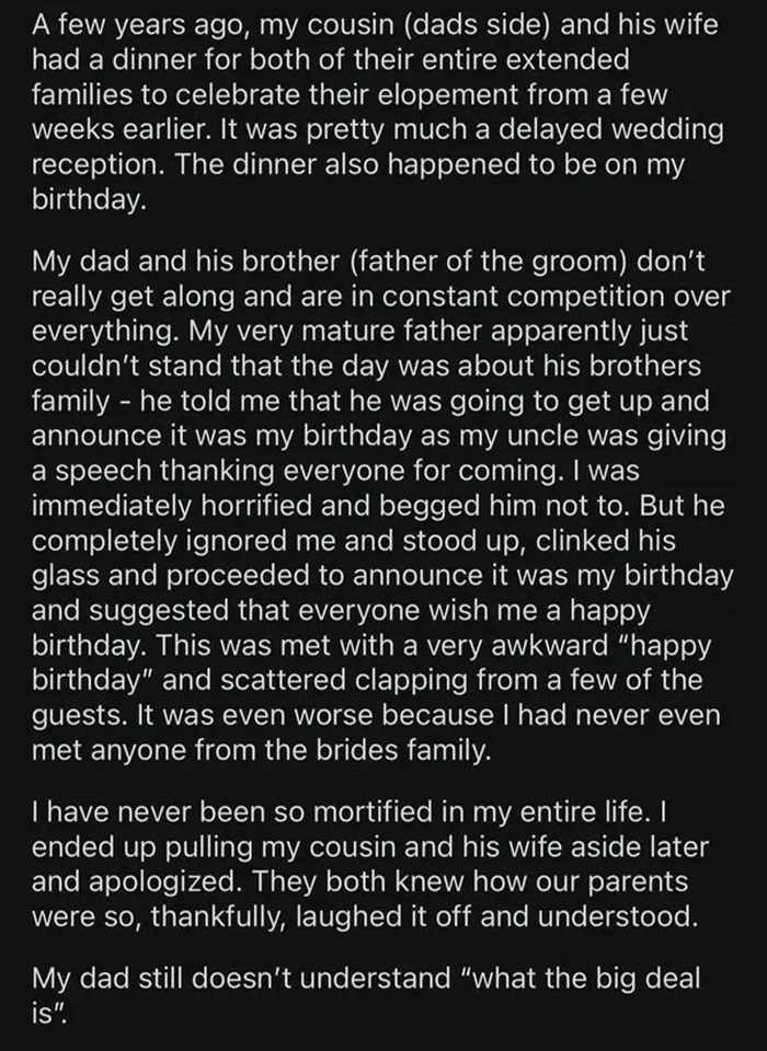 My Dad’s Extremely Embarrassing Announcement At My Cousin's Wedding Celebration