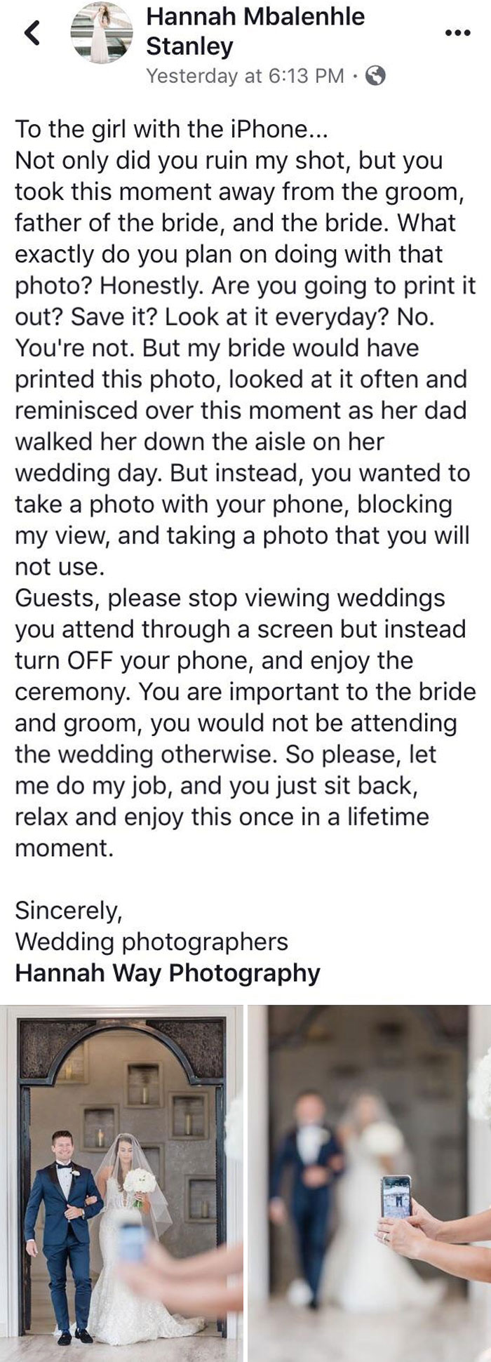 Photographer Shaming A Guest