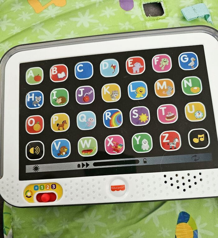 My Daughter's Toy Tablet Has No Word For The Letter "C". Clown? Cowboy? I Mean It's In German But Still A Lot Of Words With C