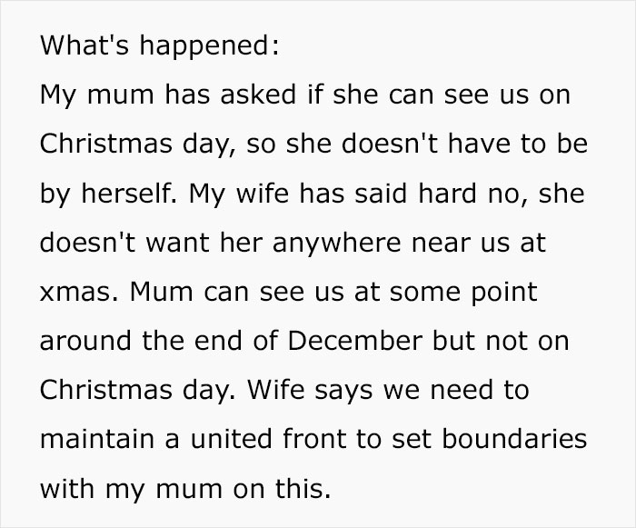 Man Annoyed Wife Won&rsquo;t Have His Mom Over For Christmas, Netizens Actually Agree With The Wife