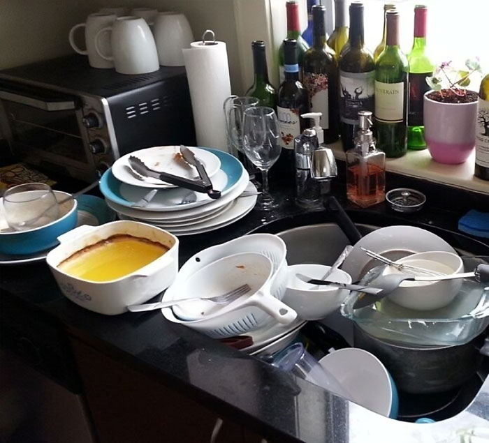 This Is What Happens When I Get Sick. Dishes And Other Housework Don't Get Done