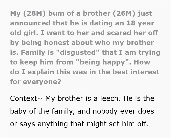 Family Angry With Guy For Scaring Off Deadbeat Bro&rsquo;s New 18YO GF With The Ugly Truth 