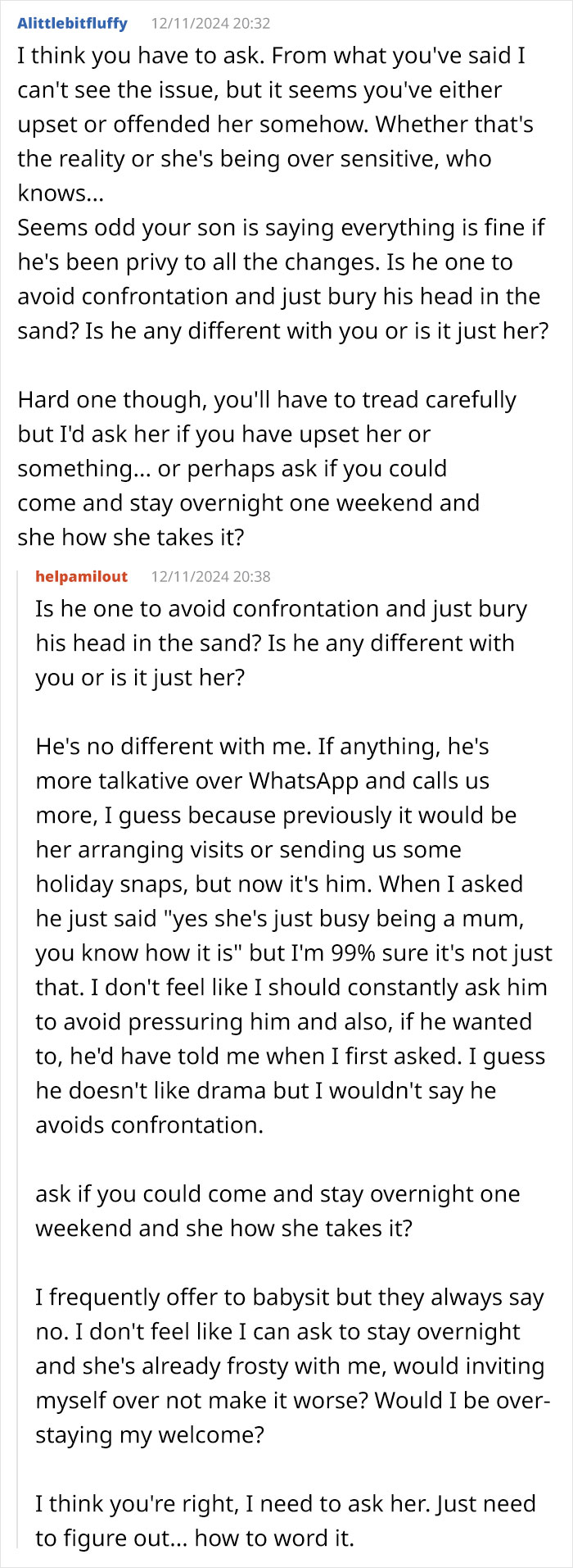 Discussion about daughter-in-law's sudden secretive behavior, seeking advice on confronting the issue tactfully. Discussion about daughter-in-law's sudden secretive behavior, seeking advice on confronting the issue tactfully.