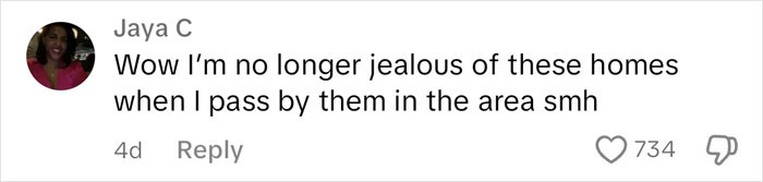 Comment on home condition post, expressing disbelief at home quality.