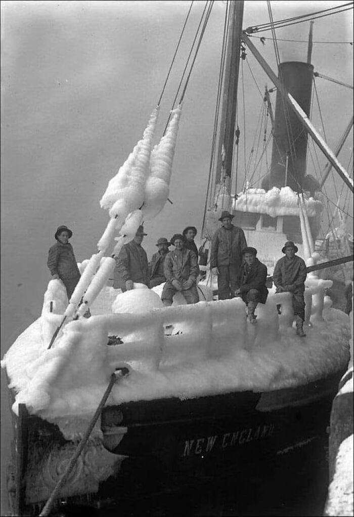 Fishing Boat “New England” Covered In Ice, British Columbia, 1916 / Photograph By Leonard Frank