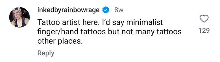 Tattoo artist comments on minimalist finger and hand tattoos, highlighting young people's tattoo trends of 2024.