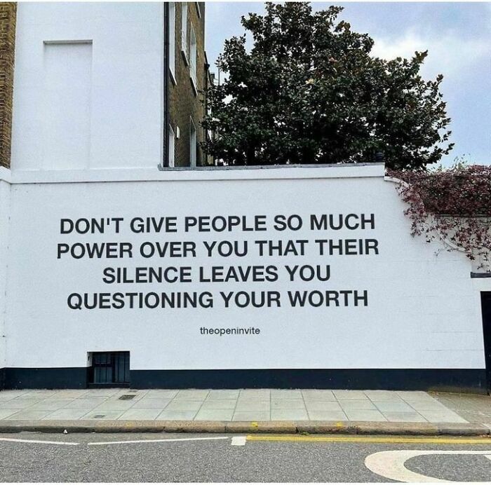 Wall mural with a quote about self-worth for people done interacting with others.