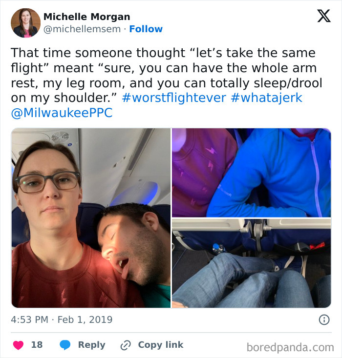 Passenger dealing with annoying plane behavior as seatmate sprawls and invades personal space on a flight.