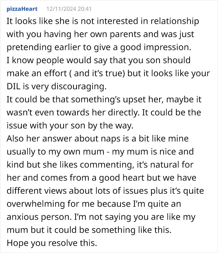 Text conversation addressing daughter-in-law's secretive behavior towards her mother-in-law. Text conversation addressing daughter-in-law's secretive behavior towards her mother-in-law.
