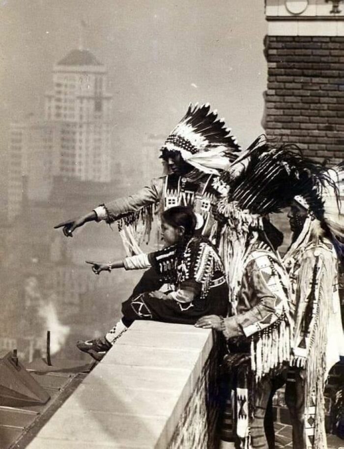Blackfoot Indians On The Roof Of The Hotel