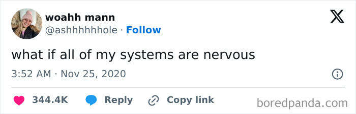Nervous systems meme with a large number of likes and humorous relatability for those above 30.