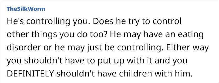 Woman Asks For Advice After Husband Tries To Control What She Eats, Gets A Reality Check