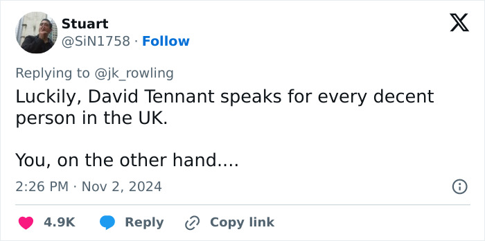 "Remember When You Were Better": JK Rowling's Jab At David Tennant Massively Backfires