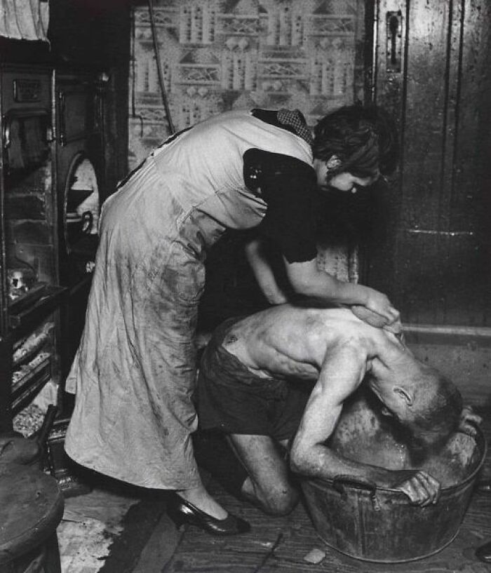 Coal-Miner’s Bath, Chester-Le-Street, Durham, England, 1937 - Photo By Bill Brandt