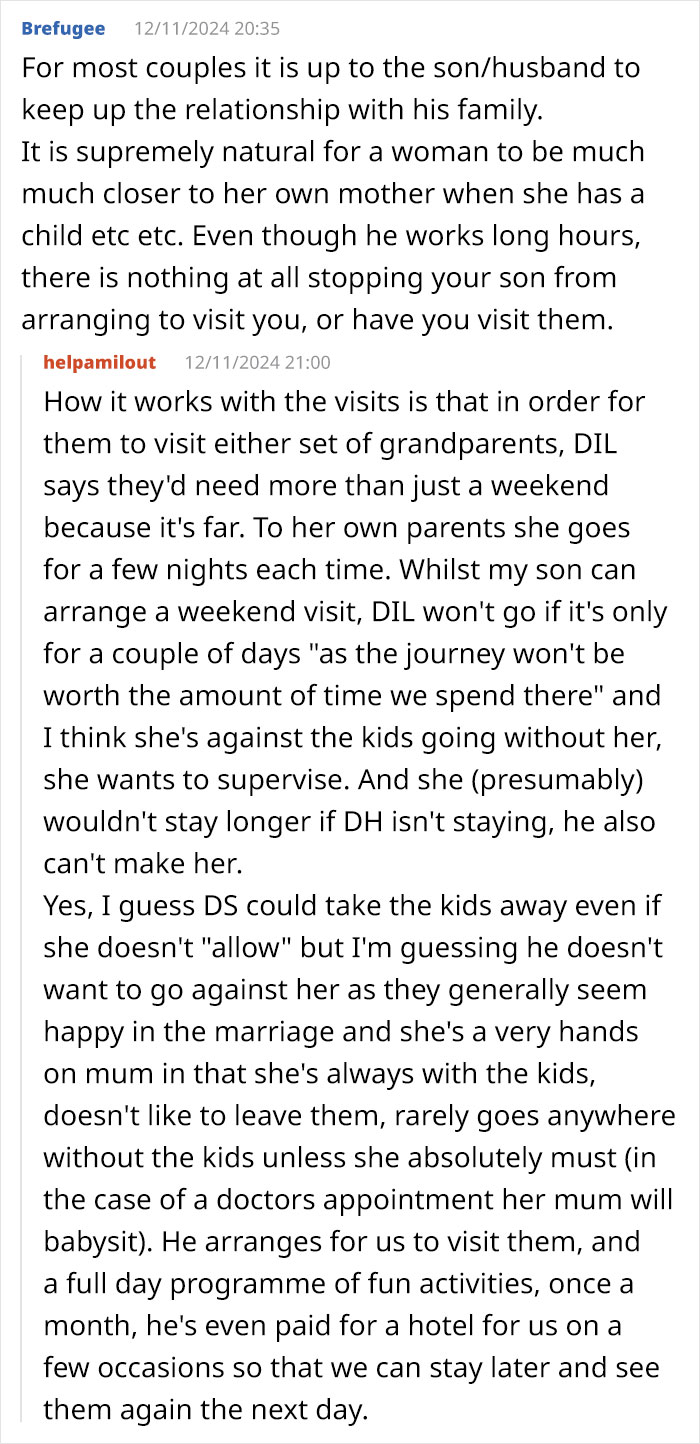 Two forum posts discussing relationship dynamics between mother-in-law and daughter-in-law. Two forum posts discussing relationship dynamics between mother-in-law and daughter-in-law.