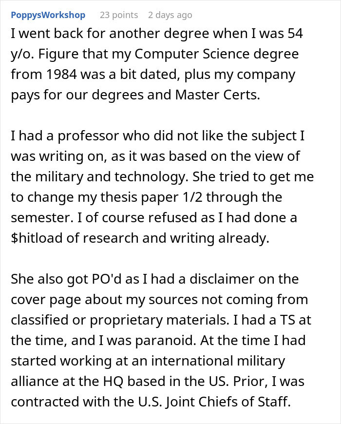 College student defies professor, maintaining thesis on military technology amid criticism.