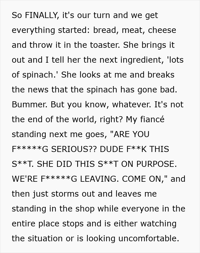 &ldquo;I Think That I Have To Break Up With My Fianc&eacute; After He Embarrassed Me In Public Over A Sandwich&rdquo;