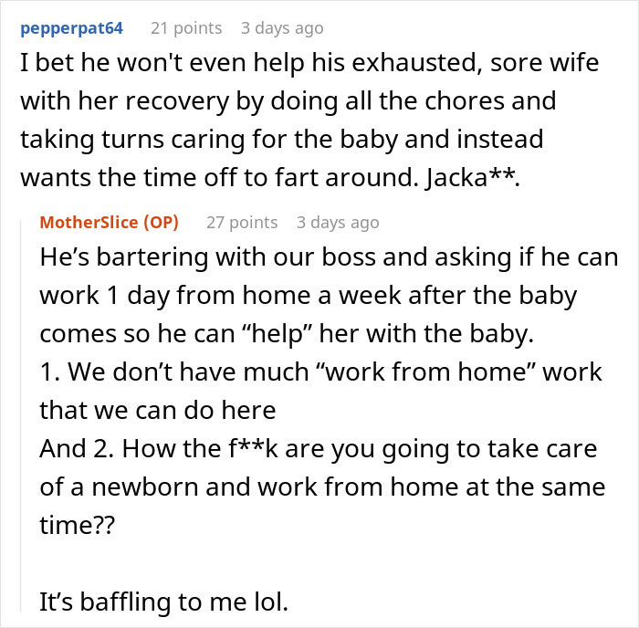 Man Furious At Childfree Coworker For Ruining His Paternity Leave, Gets A Reality Check Man Furious At Childfree Coworker For Ruining His Paternity Leave, Gets A Reality Check